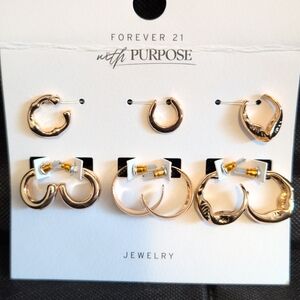 Forever 21 Elegant Gold Earring Trio